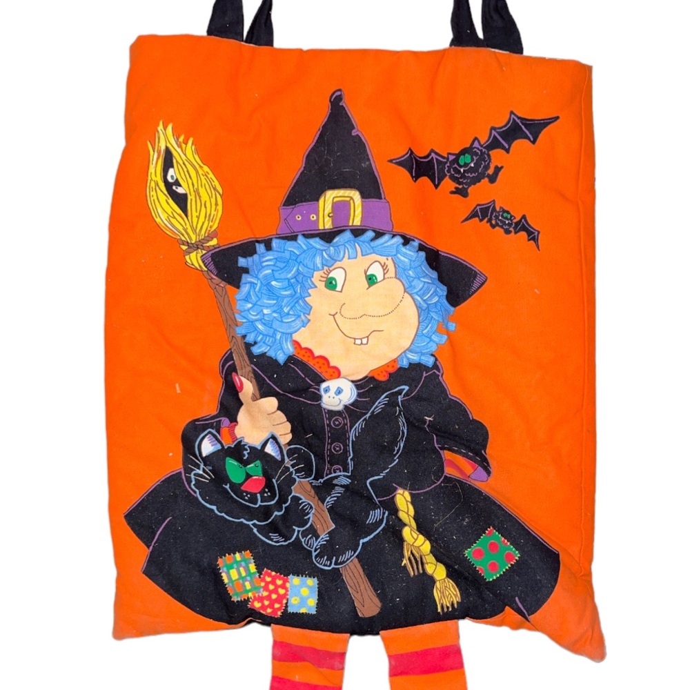 Vintage Halloween Witch Trick Or Treat Homemade Bag Cloth W/ Legs